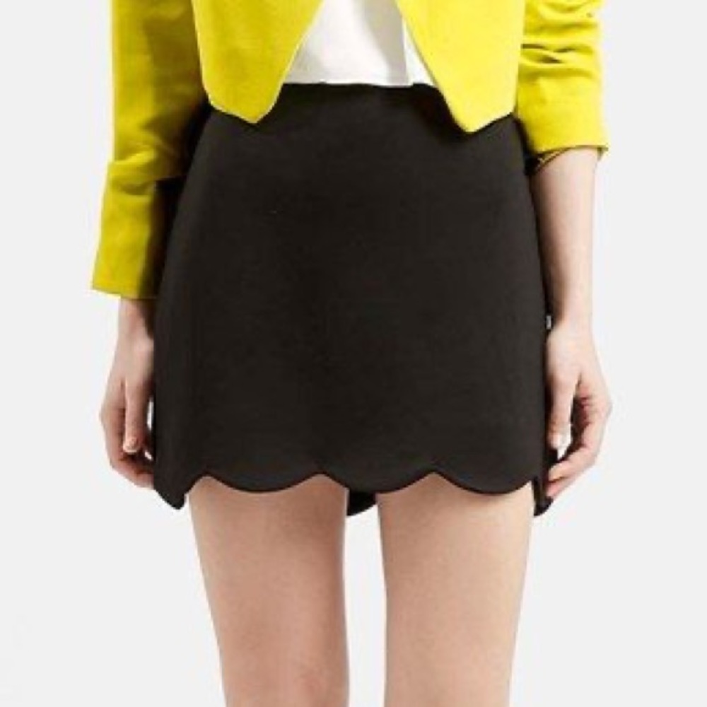 Top shop black scalloped mini skirt